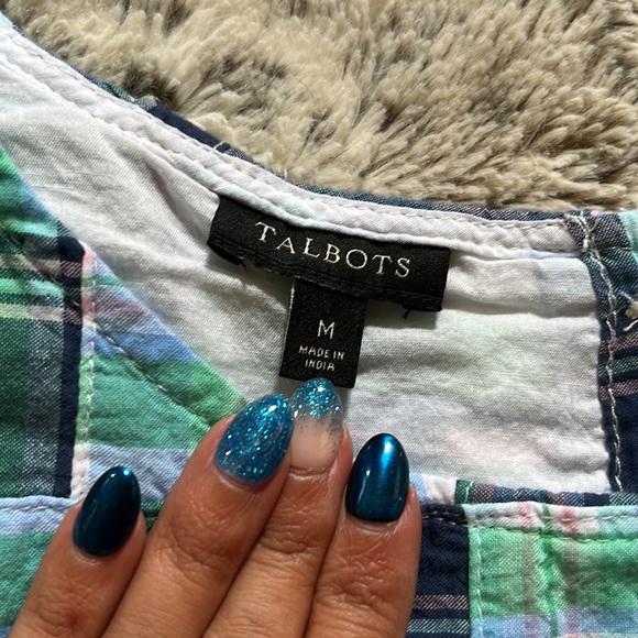 Talbots patchwork button down back sleeveless tank top M - Picture 2 of 6